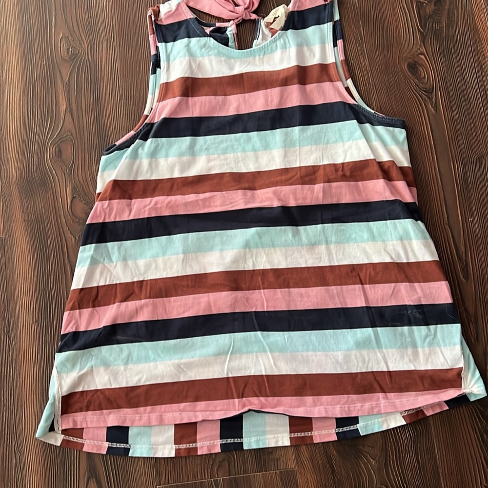 Matilda Jane Green and Pink Tie Front Tank Top